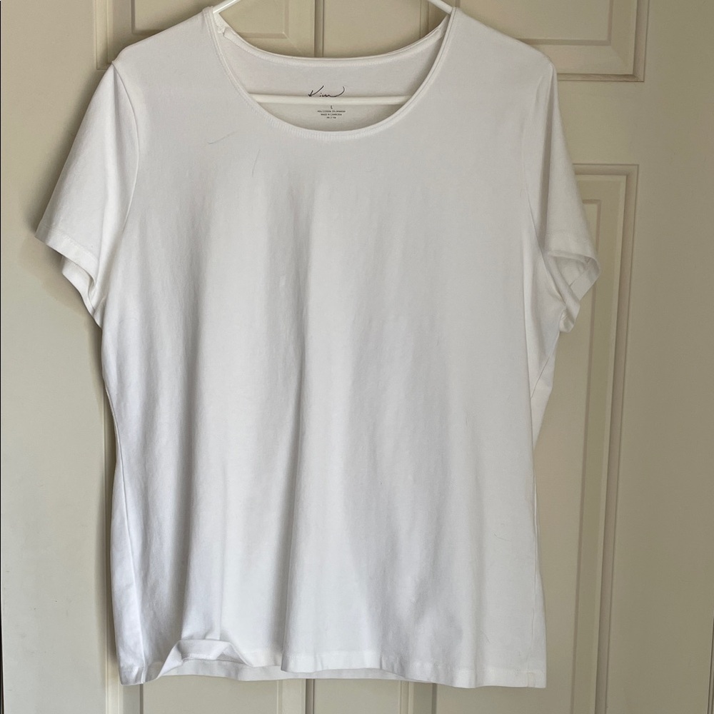 Kim Rogers Classic Women's White Crewneck Tee, Size Large